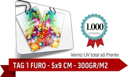 1.000 TAG Corte Reto - 1 Furo - Formato 5x9 cm
