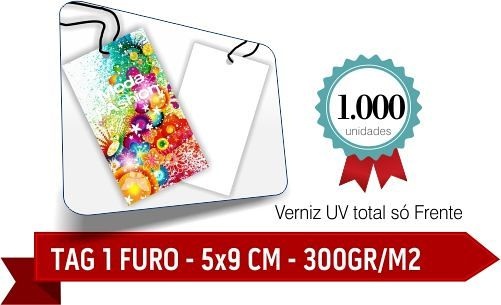 1.000 TAG Corte Arredondados - 1 Furo - Formato 5x9 cm