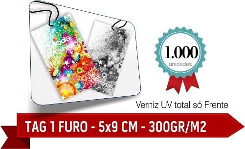 1.000 TAG Corte Arredondados - 1 Furo - Formato 5x9 cm