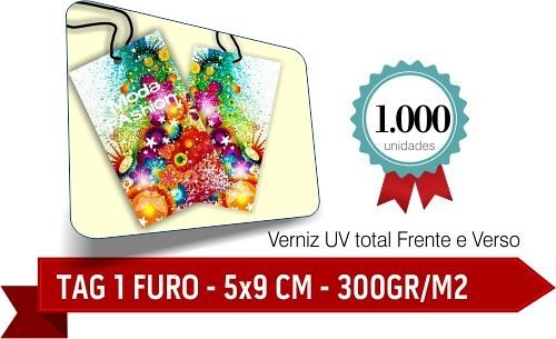 1.000 TAG Corte Arredondados - 1 Furo - Formato 5x9 cm