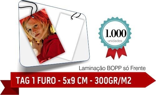 1.000 TAG Corte Arredondados - 1 Furo - Formato 5x9 cm