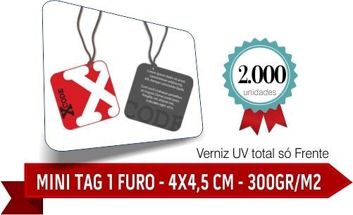 2.000 MINI TAG Corte Reto - 1 Furo - Formato 4x4,5 cm