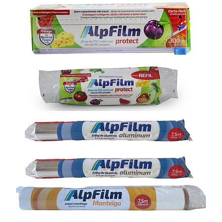 Combo dobradinha P + Alumínio + Papel Manteiga (1 unidade de Trilho + 1 unidade refil 28cm x 300m + 2 unidades Papel alumínio 30cm x 7,5m + 1 Papel Manteiga 30cm X 7,5m) - C30