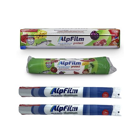 Combo dobradinha G + Alumínio (1 unidade Trilho + 1 unidade Refil 45cm x 300m + 2 unidades Papel Alumíno 45cm x 7,5m) - C24