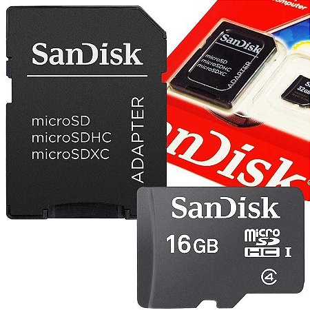 Cartão de Memória SanDisk microSDHC com Adaptador - 16GB