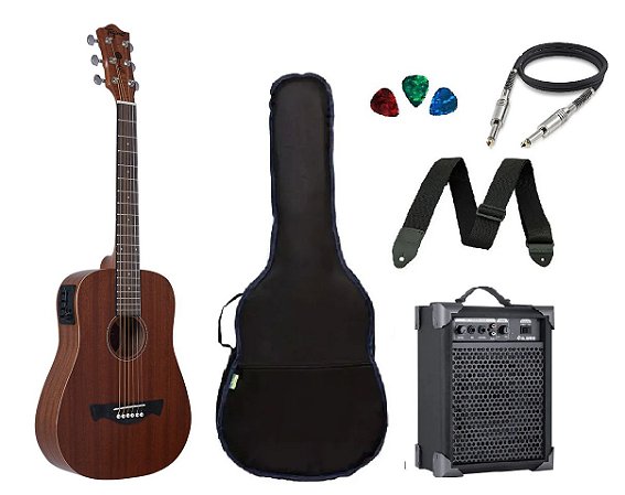 Kit Violão Tagima Baby Mahogany EQ + Acessórios e Caixa