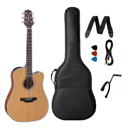 Kit Violão Takamine Eletro-Acústico Aço GD12CE Natural + Acessórios