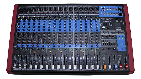 Mesa De Som Soundvoice MS16.4 Safira 16 Canais 4 Auxiliares