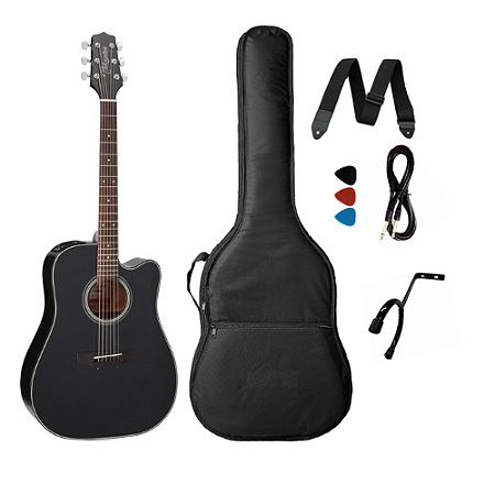 Kit Violão Takamine Eletro-Acústico Aço GD15CE Preto + Acessórios