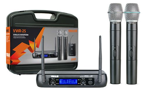 Microfone Vokal sem fio duplo UHF VWR25