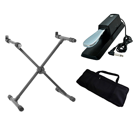Kit Suporte Teclado + Capa Teclado + Pedal Sustain
