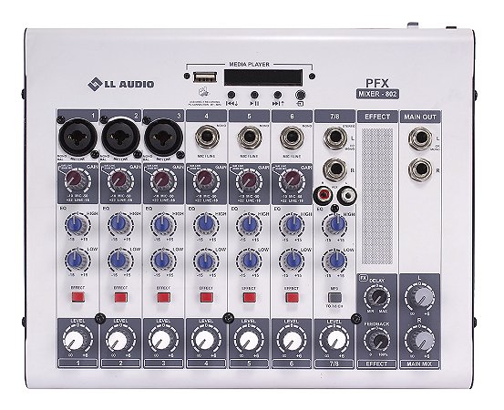 Mesa de Som LL Com Efeito e Bluetooth PFX802 8 Canais