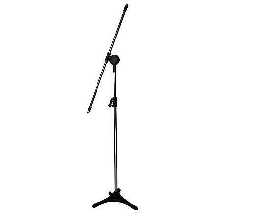 Pedestal P/ Microfone Girafa Pé De Ferro Visão Mpe3ft cromado