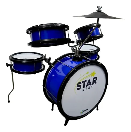 Bateria Infantil Luen Star Kids Azul Com Chimbal