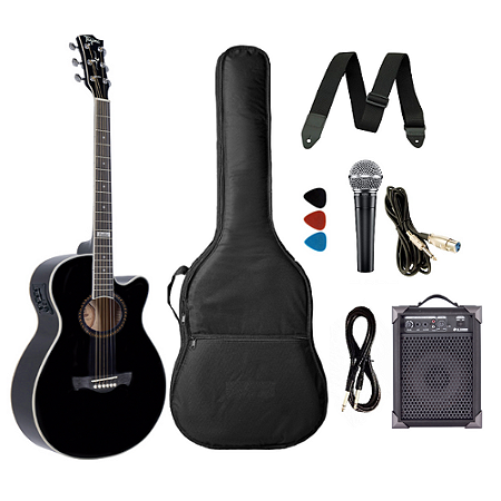 Violão Tagima Eletroacústico Dallas Tuner Aço Preto Com Lx40