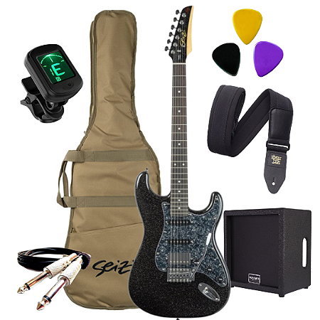 Kit Guitarra Seizi Katana Fun Ebony Sparkle Hss + Cubo