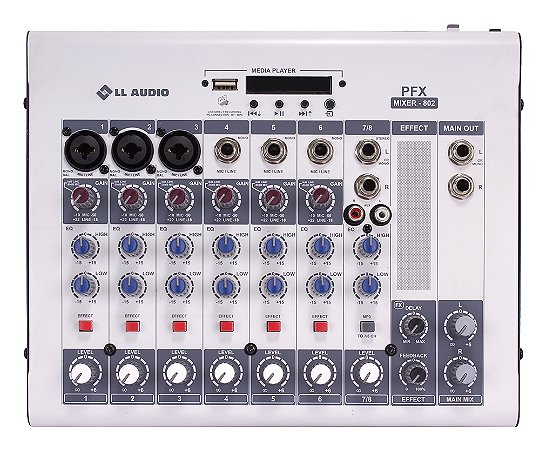 Mesa de Som 8 canais PFX802