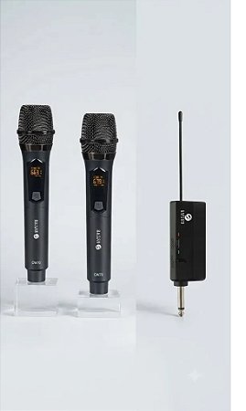 Microfone S/ Fio Custom Sound Cw70 Duo Uhf Mao Recarregavel