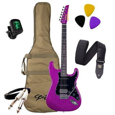 KIT Guitarra Seizi Fun Katana Musashi Dark Purple Sparkle