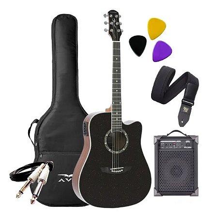 KIT Violão Eletroacústico Strinberg CD40C + Caixa Amplificada