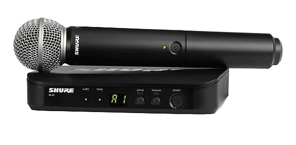 Microfone Shure sem fio BLX24/SM58 bastão SM58