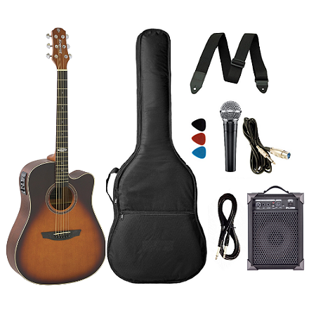 Kit Violão Strinberg Sd200 Hb Folk Aço Elétrico + Caixa Lx40
