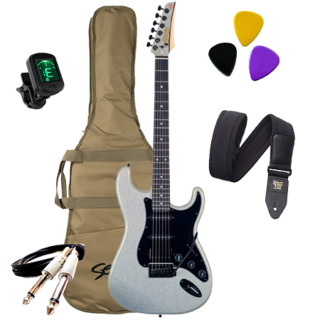 Kit Guitarra Elétrica Seizi Fun Katana Superstrato Lighter Silver Sparkle
