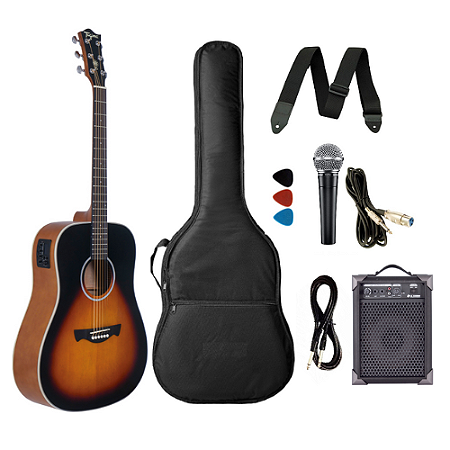 Kit Violão Tagima Folk Eletroacústico Tw25 Sunburst Com Caixa amplificada