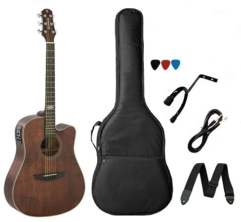 Kit Violão Strinberg Sd200 Sms Folk Aço Elétrico + Acessórios