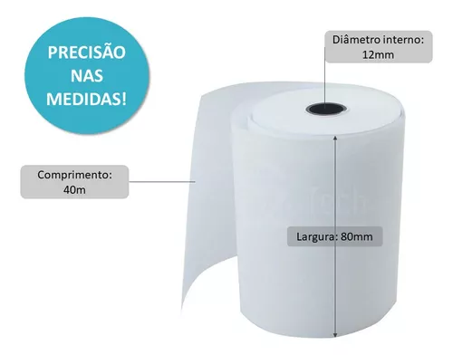 Bobina Termica 80x40 Cupom Fiscal Ecf Sat Pdv Papel
