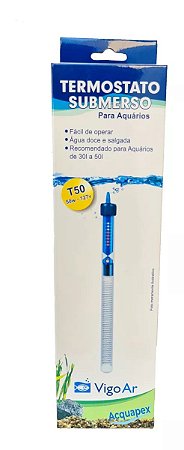 Aquecedor Com Termostato 50w Aquário Até 50 Litros Vigoar - 127v