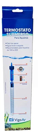 Aquecedor Com Termostato 200w Aquário Até 200 Litros Vigoar - 127v