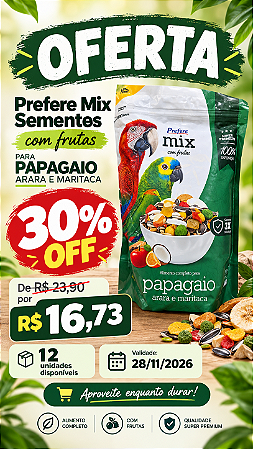 PROMO 28/11 - Prefere Mix Sementes Papagaio 400g