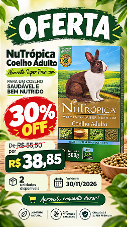 PROMO 30/11- Nutrópica Coelho Adulto 500g