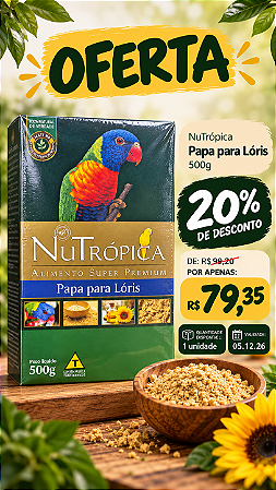 PROMO 05/12-Nutropica Papa Para Loris 500g