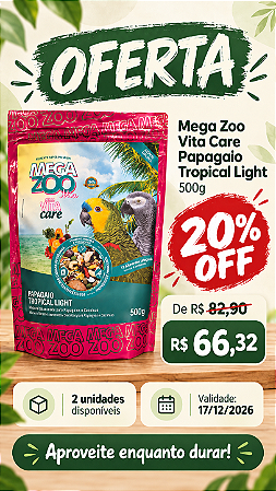 PROMO 17/12 - MEGAZOO Papagaio Tropical Light 500G