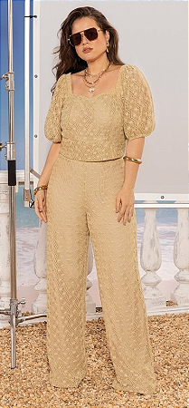 Calça Crochet - Areia (Plus)