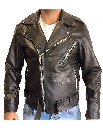 jaqueta biker vintage em couro