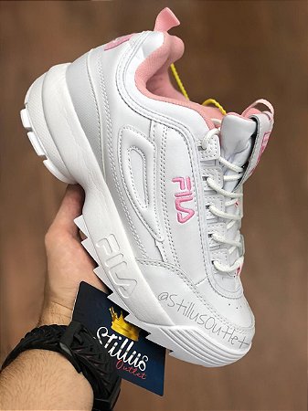 tênis da fila rosa com branco