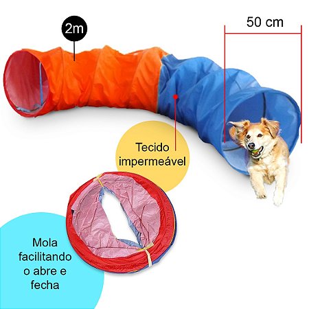 TÚNEL DE 2M PARA AGILITY - IDEAL PARA RECREAÇÃO E ADESTRAMENTO