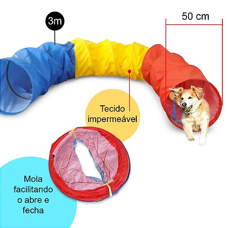 TÚNEL DE 3M PARA AGILITY - IDEAL PARA RECREAÇÃO E ADESTRAMENTO