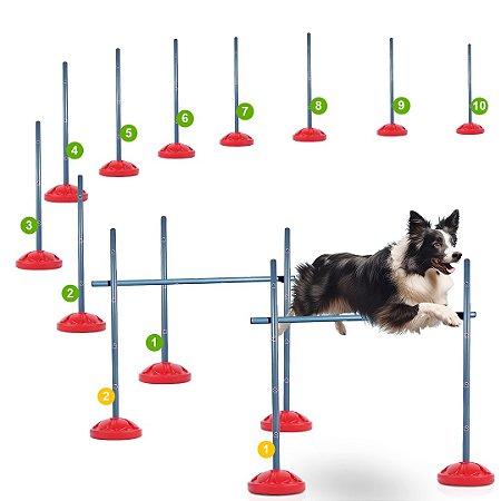 KIT C0M 10 BALIZAS PARA ZIG ZAG + 2 SALTOS GRANDES DE 1M CADA