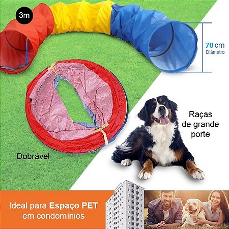 TÚNEL ESPECIAL DE 3M X 70CM - RECREAÇÃO E ADESTRAMENTO