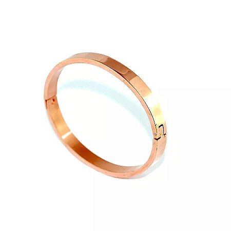Bracelete de Aço Largo com Ouro Rosê - 01538