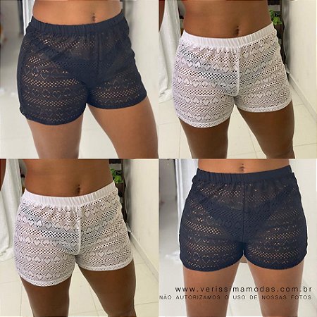 Bermuda transparente feminina Clearance