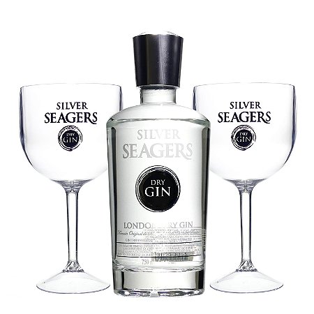 Gin Silver Seagers 750ml Kit com 2 Taças