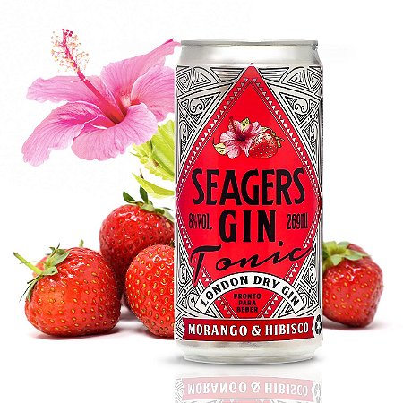 Seagers Gin Tonic - Morango e Hibisco - 269ml Kit c/ 6 latas