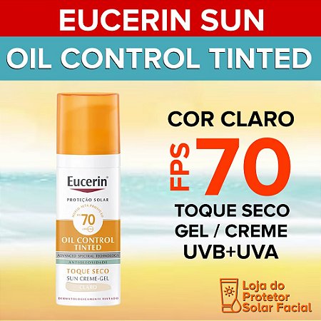 Eucerin Sun Oil Control Tinted FPS 70 Cor Claro - Toque Seco