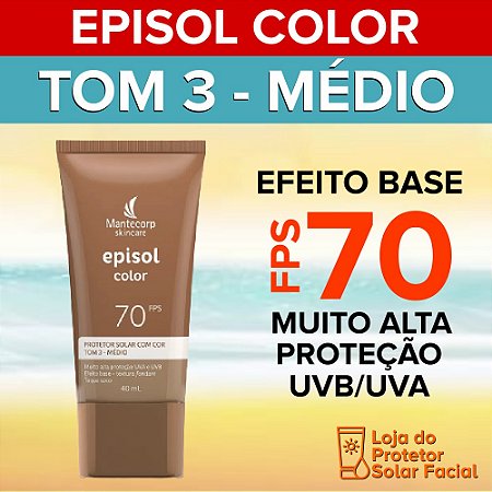Protetor Solar Facial Episol Color FPS 70 | Tom 3 – Médio