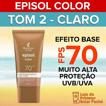 Protetor Solar Facial Episol Color FPS 70 | Tom 2 - Claro